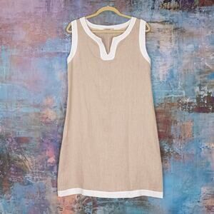 Lungo L'arno 100% Linen Shift Dress SMALL Classic Beachy Coastal Minimalist